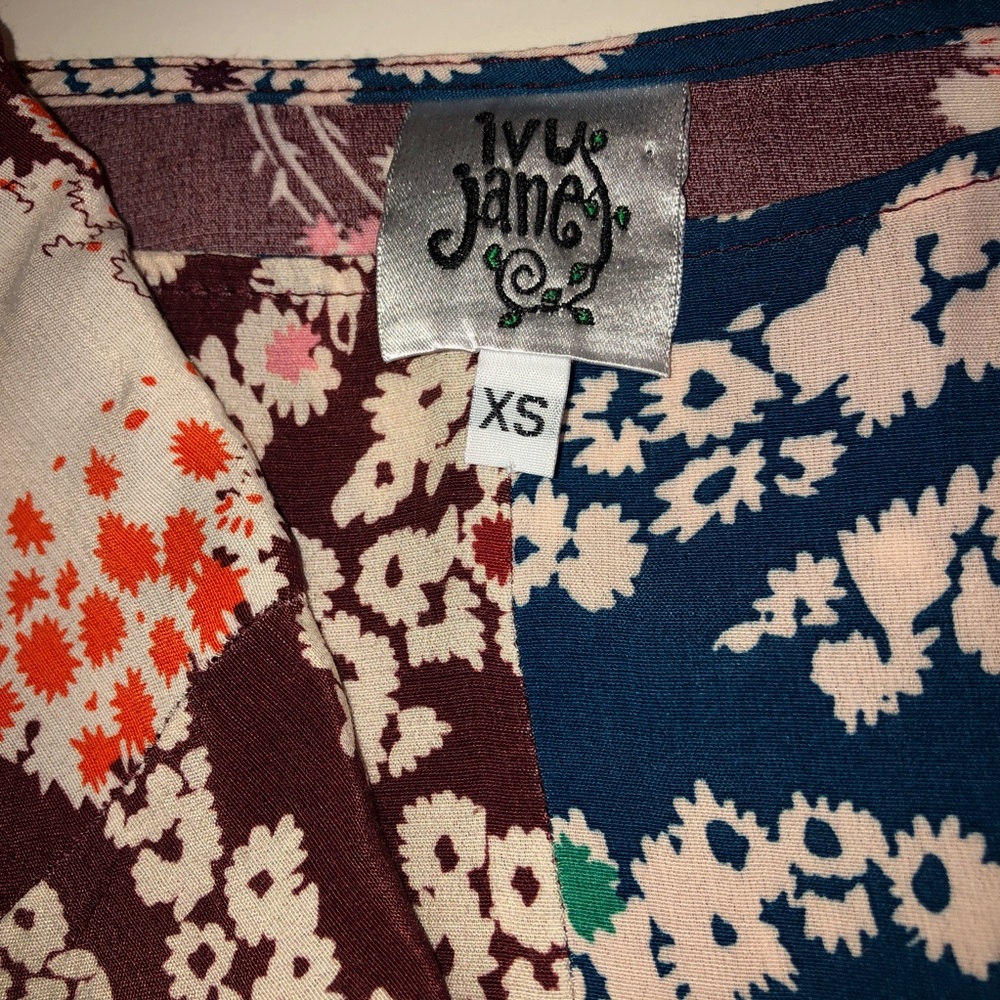 Sz XS/S Ivy Jane Floral & Plaid Patchwork Shirt - Picture 11 of 12